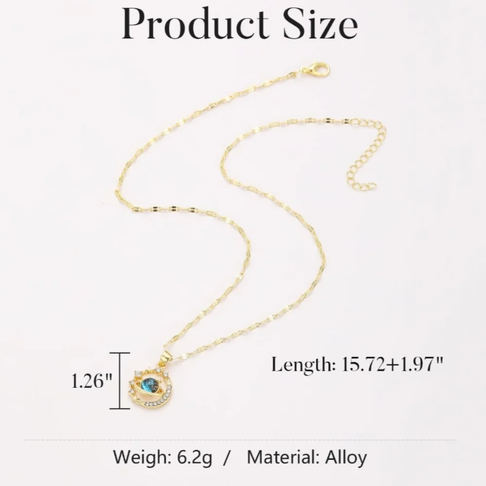 Gold and Blue Pendant Necklace - Picture 4 of 4